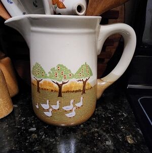 Duck / goose stoneware pitcher